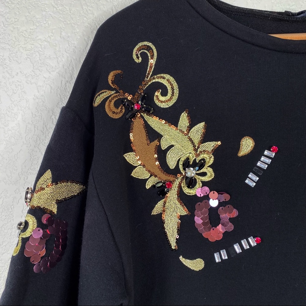 Zara Black Cotton Beaded Embroidered Shirt Dress - Picture 4 of 8